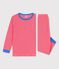 Pigiama bambina/bambino rigato millerighe in cotone biologico rosso PEPS/bianco MARSHMALLOW