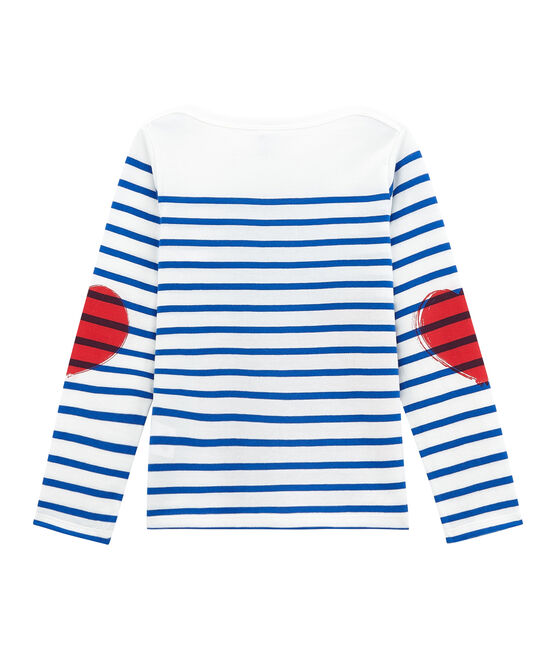 Maglia alla marinara da bambina con decorazioni creative bianco MARSHMALLOW/blu PERSE