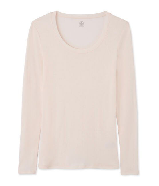 T-shirt a manica lunga con scollo rotondo donna rosa FLEUR