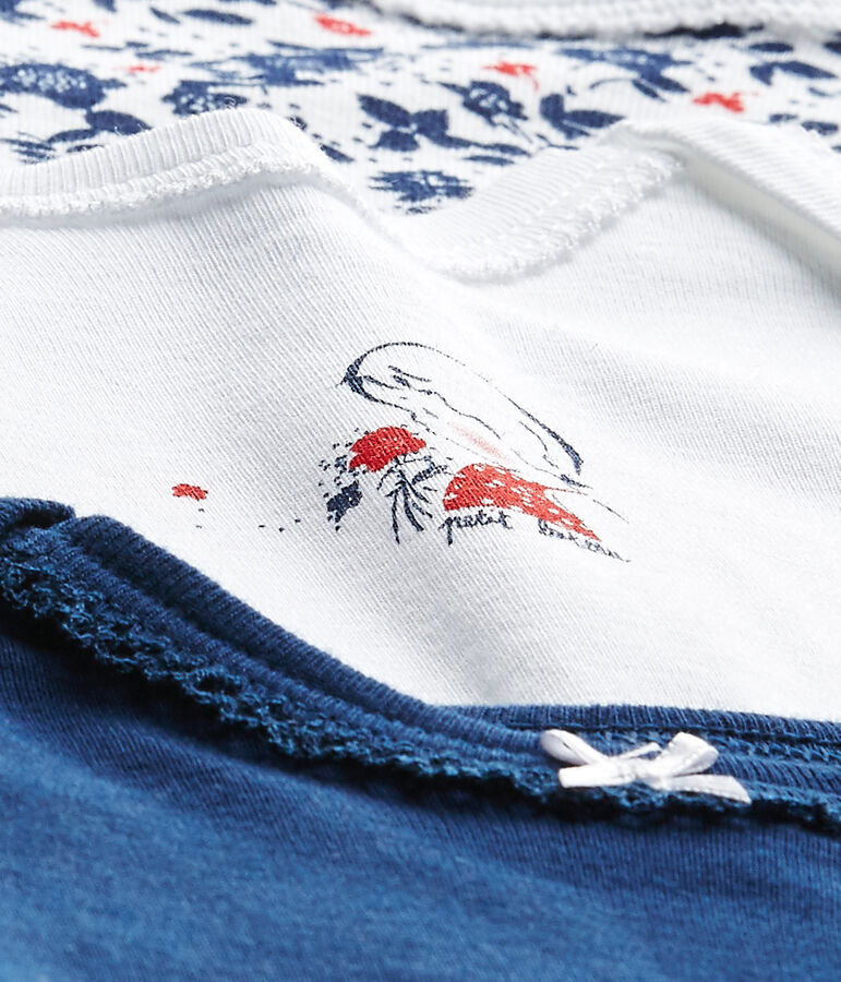 Lotto di 3 bodies per beb&eacute; femmina a maniche corte bianco