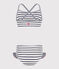 Costume da bagno a 2 pezzi a righe bambina bianco MARSHMALLOW/blu MEDIEVAL