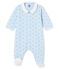 Tutina per bebé maschio in tubique stampata blu FRAICHEUR/bianco MULTICO