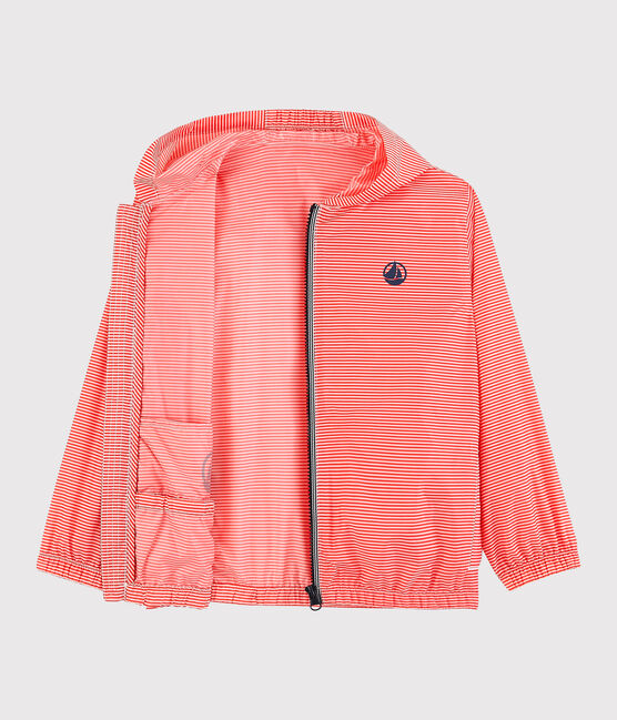 Giacca antivento in poliestere riciclato bambina - bambino rosa GROSEILLER/bianco MARSHMALLOW