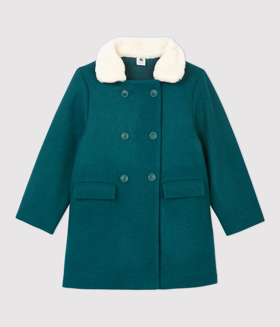 Cappotto bambina in drap di lana verde PINEDE