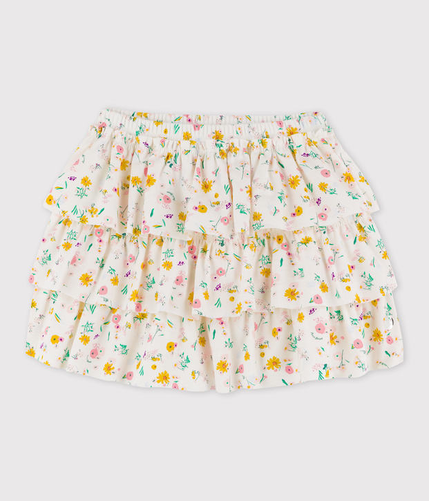 Gonna in cotone bambina bianco/multicolore
