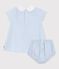 Abito a maniche corte in cotone con bloomer abbinato a righe neonata blu MARSHMALLOW/ FLO