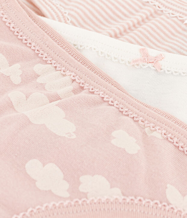 Confezione da 3 slip bambina in cotone nuvole multicolore