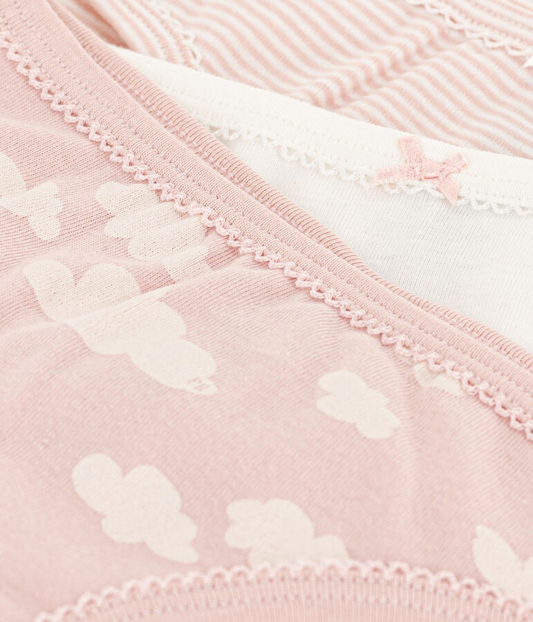 Confezione da 3 slip bambina in cotone nuvole multicolore