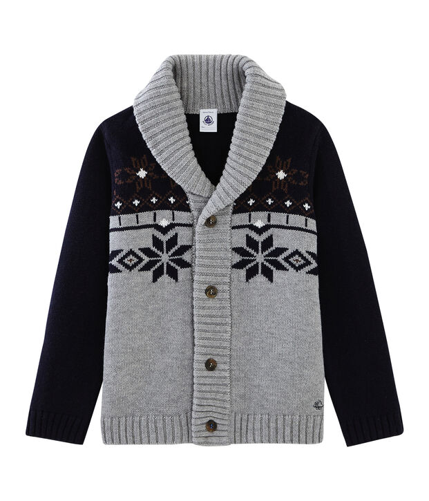 Cardigan tricot bambino grigio/blu/marrone