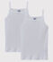 Confezione da 2 canottiere con spalline bambina traforate in cotone biologico variante 1