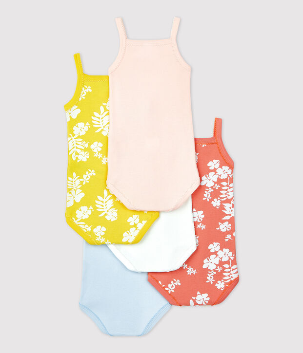 Set di 5 body Hawaii con spalline per beb&egrave; in cotone multicolore