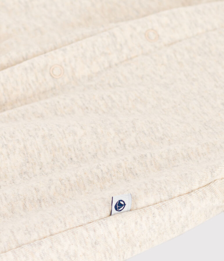Tutina lunga in ovattina con cappuccio in cotone per beb&egrave; beige