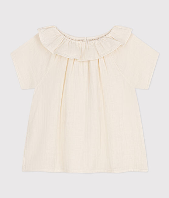 Blusa in garza di cotone bambina bianco MARSHMALLOW