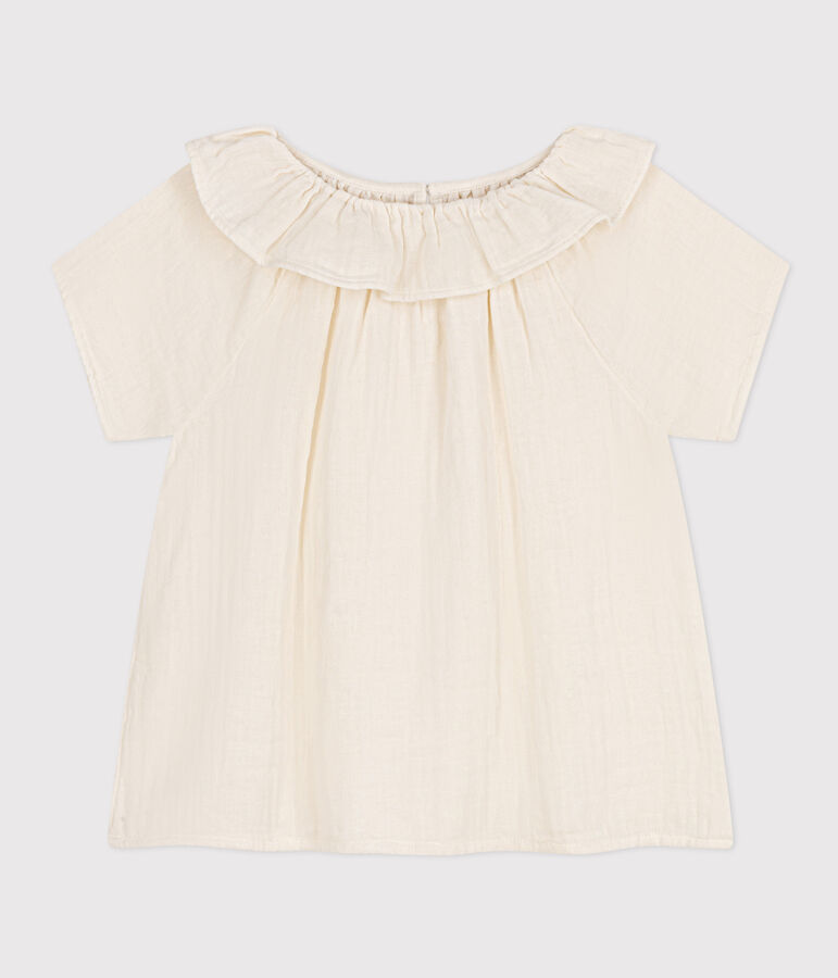Blusa in garza di cotone bambina bianco