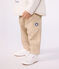 Pantaloni stile cargo in cotone tinta unita con stemma neonato beige