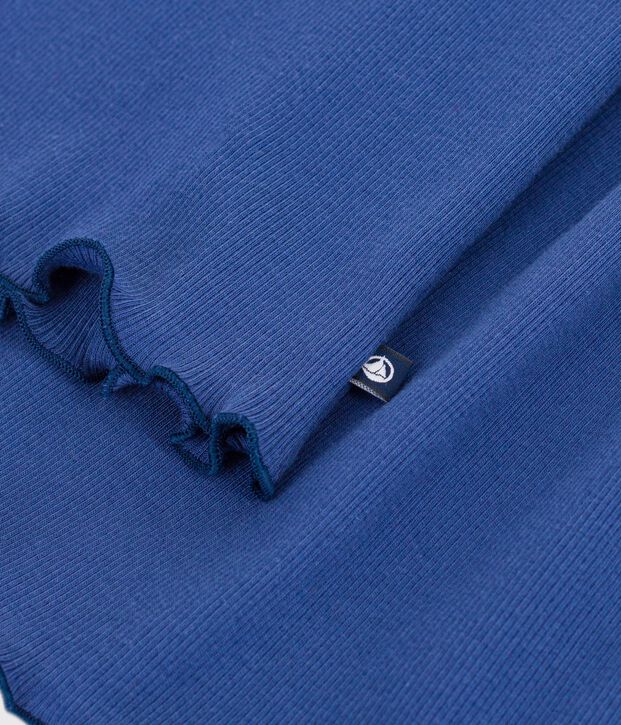 Abito senza maniche in cotone tinta unita bambina blu