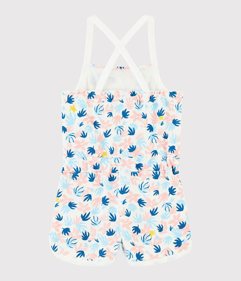 Tuta corta in spugna bouclette bambina bianco MARSHMALLOW/bianco MULTICO