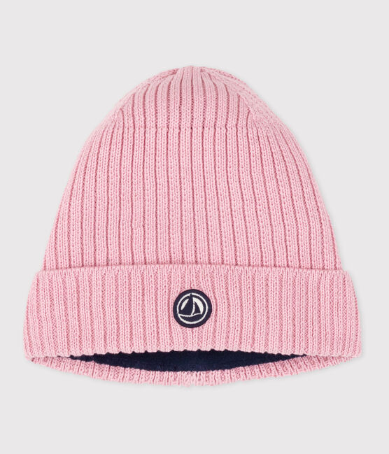 Cuffietta in maglia foderata in pile bambino rosa CHARME