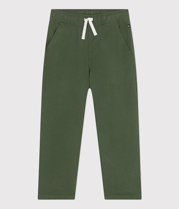 Pantalone bambino in tela di cotone verde