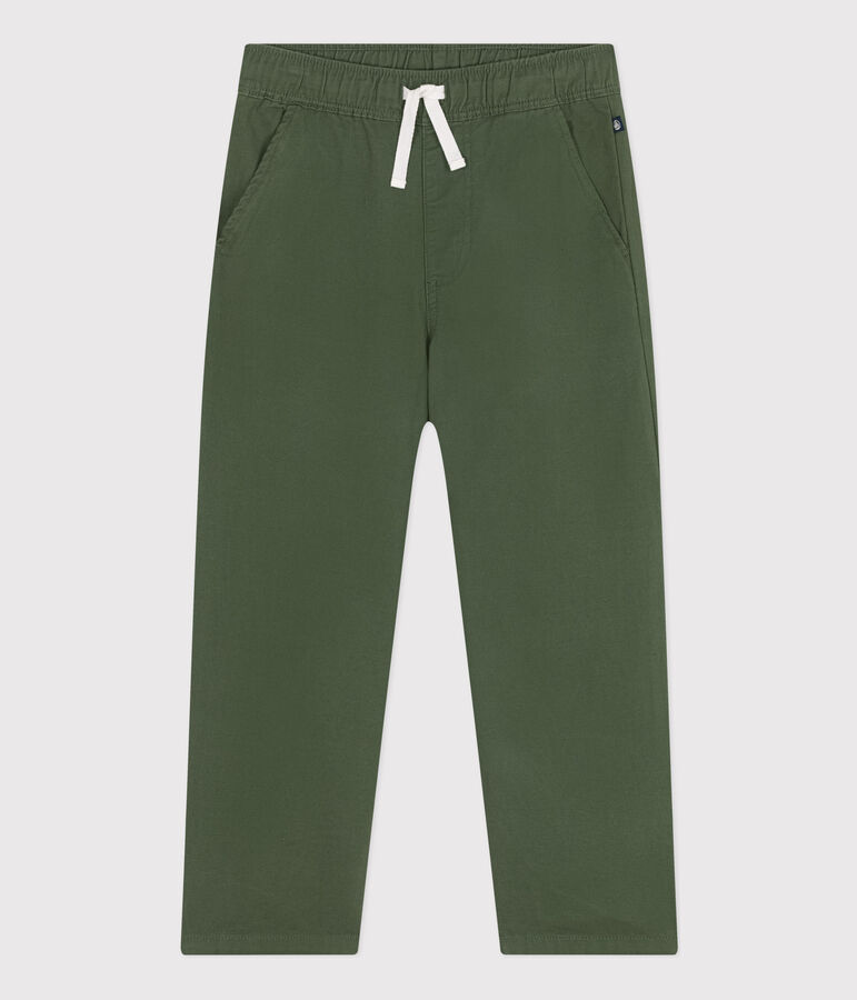 Pantalone bambino in tela di cotone verde CROCO