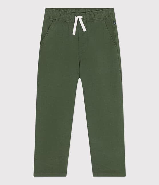 Pantalone bambino in tela di cotone verde CROCO
