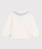 Cardigan neonato in cotone con scollo a scialle a righe ecru MILK