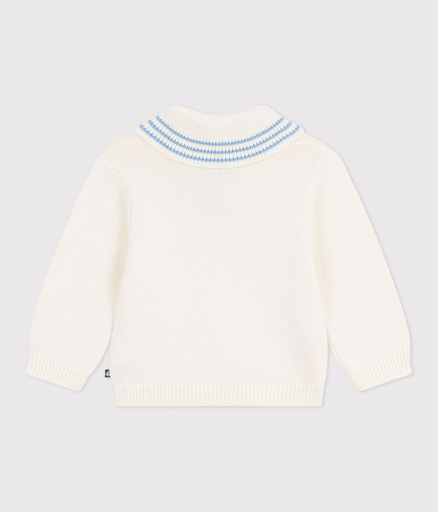 Cardigan neonato in cotone con scollo a scialle a righe MILK