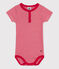 Body a maniche corte bebè millerighe in cotone rosso CORRIDA/bianco MARSHMALLOW