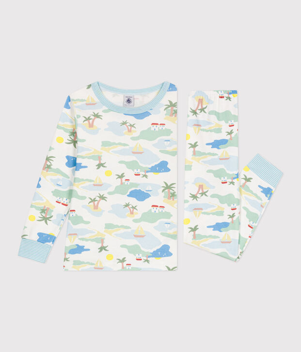Pigiama in cotone fantasia bambino bianco/multicolore