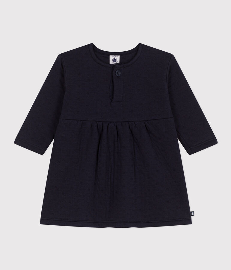 Abito a maniche lunghe in tubique trapuntato per beb&egrave; blu SMOKING