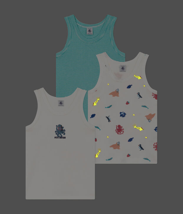 Confezione da 3 canottiere bambino in cotone multicolore