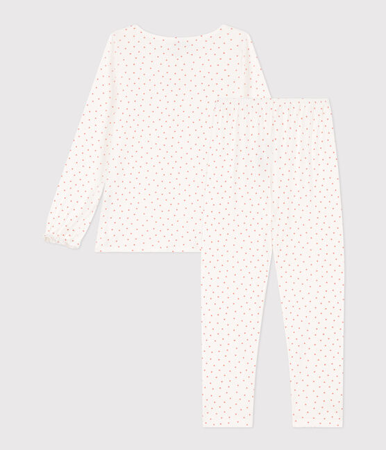 Pigiama bambina in cotone motivo cuore bianco MARSHMALLOW/ PAPAYE