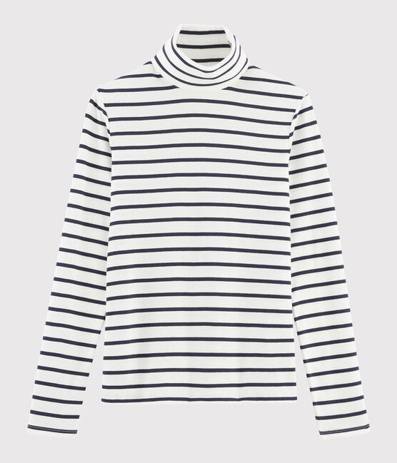 Dolcevita iconico in cotone a righe Donna bianco MARSHMALLOW/blu SMOKING