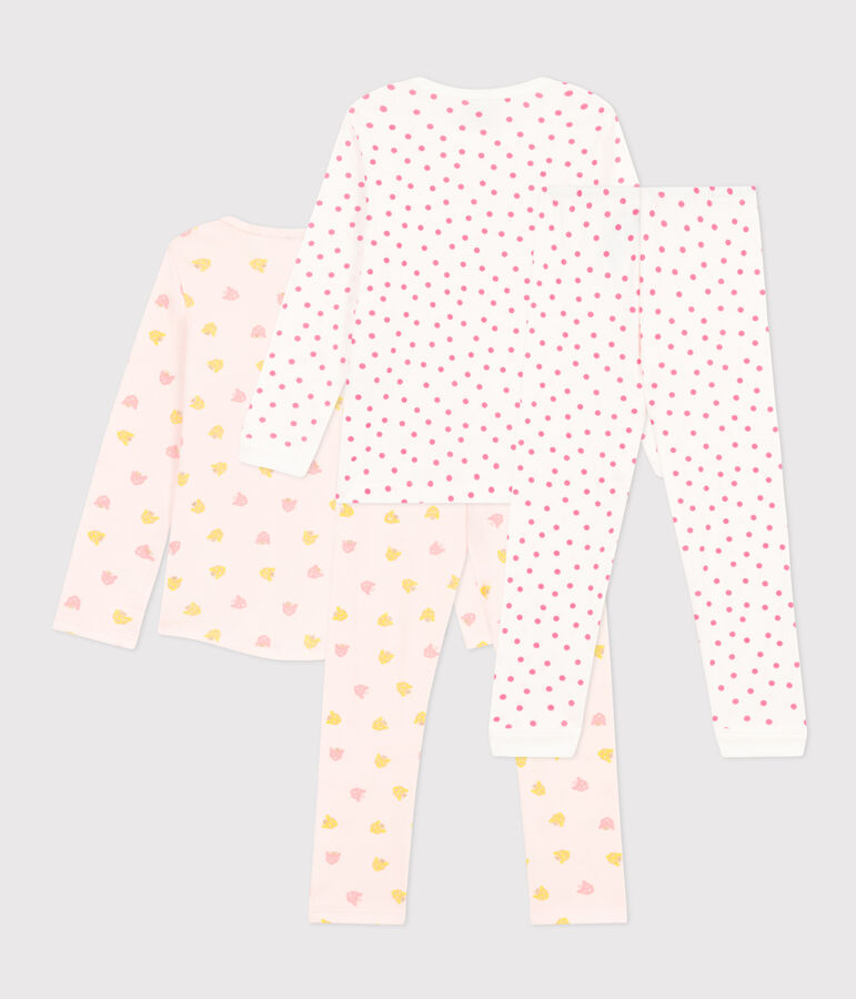 Confezione da 2 pigiami bambina con pantere e a pois in cotone multicolore