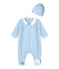 Tutina bebé e cappellino nascita blu TOUDOU/bianco ECUME