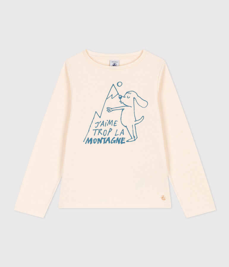 T-shirt maniche lunghe in cotone bambina ecru AVALANCHE