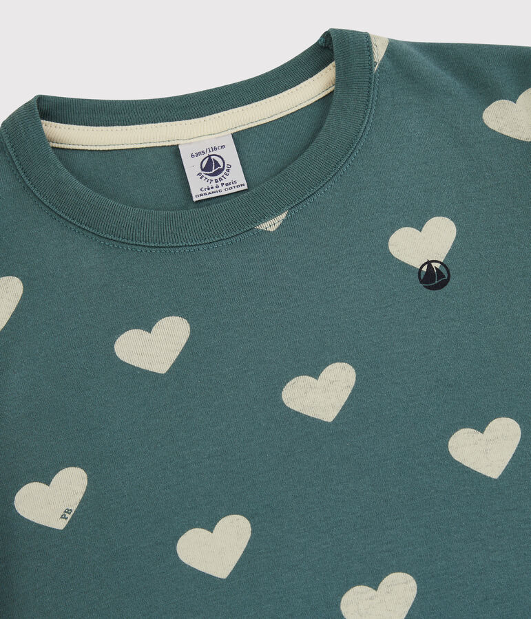 T-shirt  maniche corte in cotone bambino verde/ecru