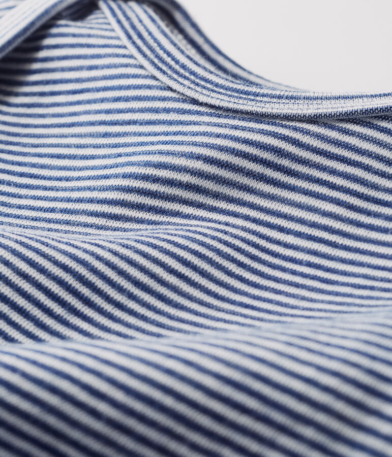 Body lungo a righe beb&egrave; in lana e cotone blu/bianco