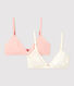 Confezione da 2 reggiseni ragazza fantasia paillette in cotone biologico e elastan
