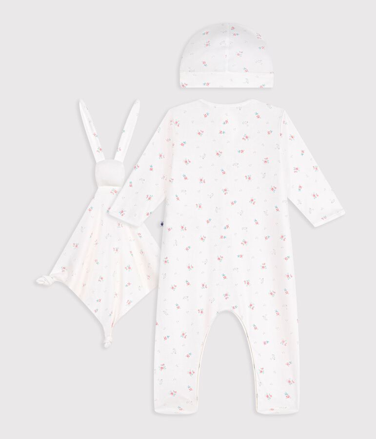 Confezione regalo nascita in cotone con stampa a fiori multicolore