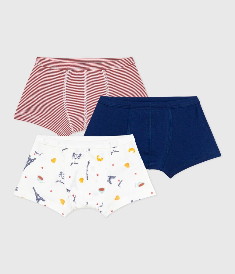 Set di boxer in cotone con stampa Parigi in vita bambino multicolore