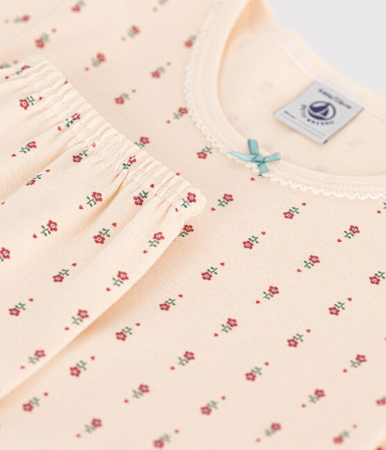 Pigiama Capri bambino fantasia fiori in cotone bianco AVALANCHE/ MULTICO