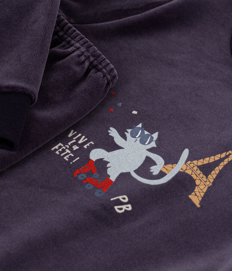 Pigiama Parigi bambino unisex in ciniglia blu SMOKING