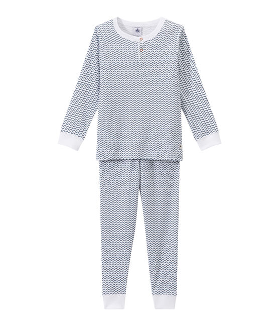 Pigiama bambino con stampa grafica bianco ECUME/blu ASTRO