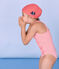 Costume intero bambina rosa GROSEILLER/bianco MARSHMALLOW