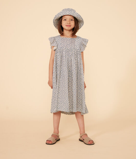 Cappellino in garza di cotone a fiori blu bambina AVALANCHE/ INCOGNITO