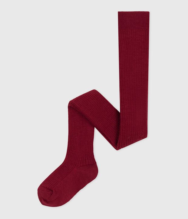 Collant in misto lana e cotone tinta unita neonata rosso