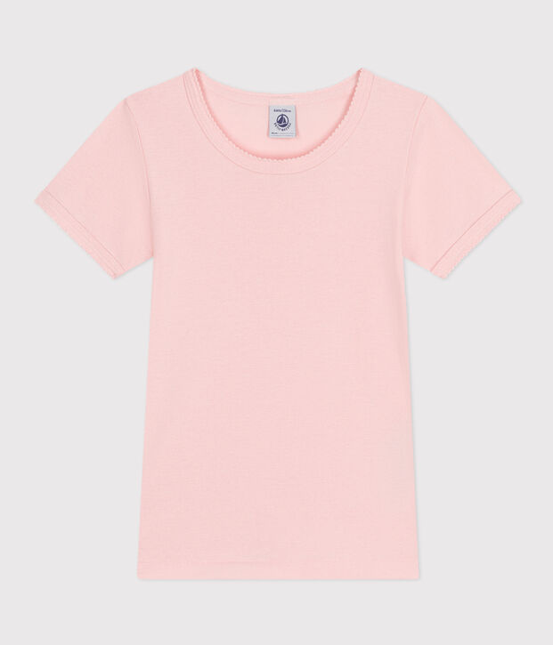 T-shirt a maniche corte bambina in cotone rosa