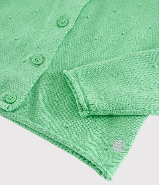 Cardigan tricot in cotone bambina verde ALOEVERA