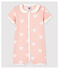 Tuta corta rosa a cuori bebè femmina in spugna bouclette di cotone biologico rosa MINOIS/bianco MARSHMALLOW